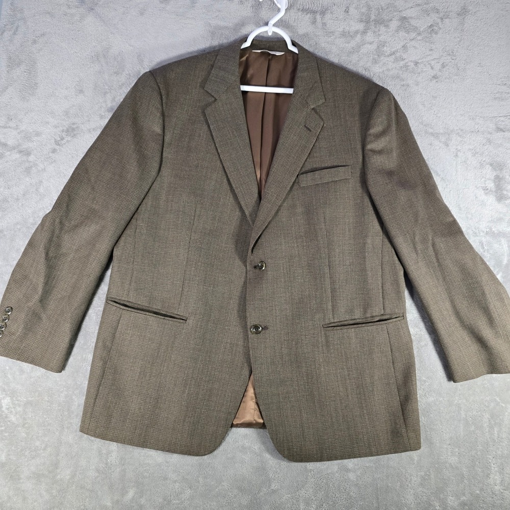 Pronto Uomo Wool Blazer Sport Coat Two Button Brown Plaid‎ Mens Size 44R